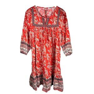 Beachlunchlounge Size Medium Dress Boho Ruffle Cotton Prairie Cottage Coastal